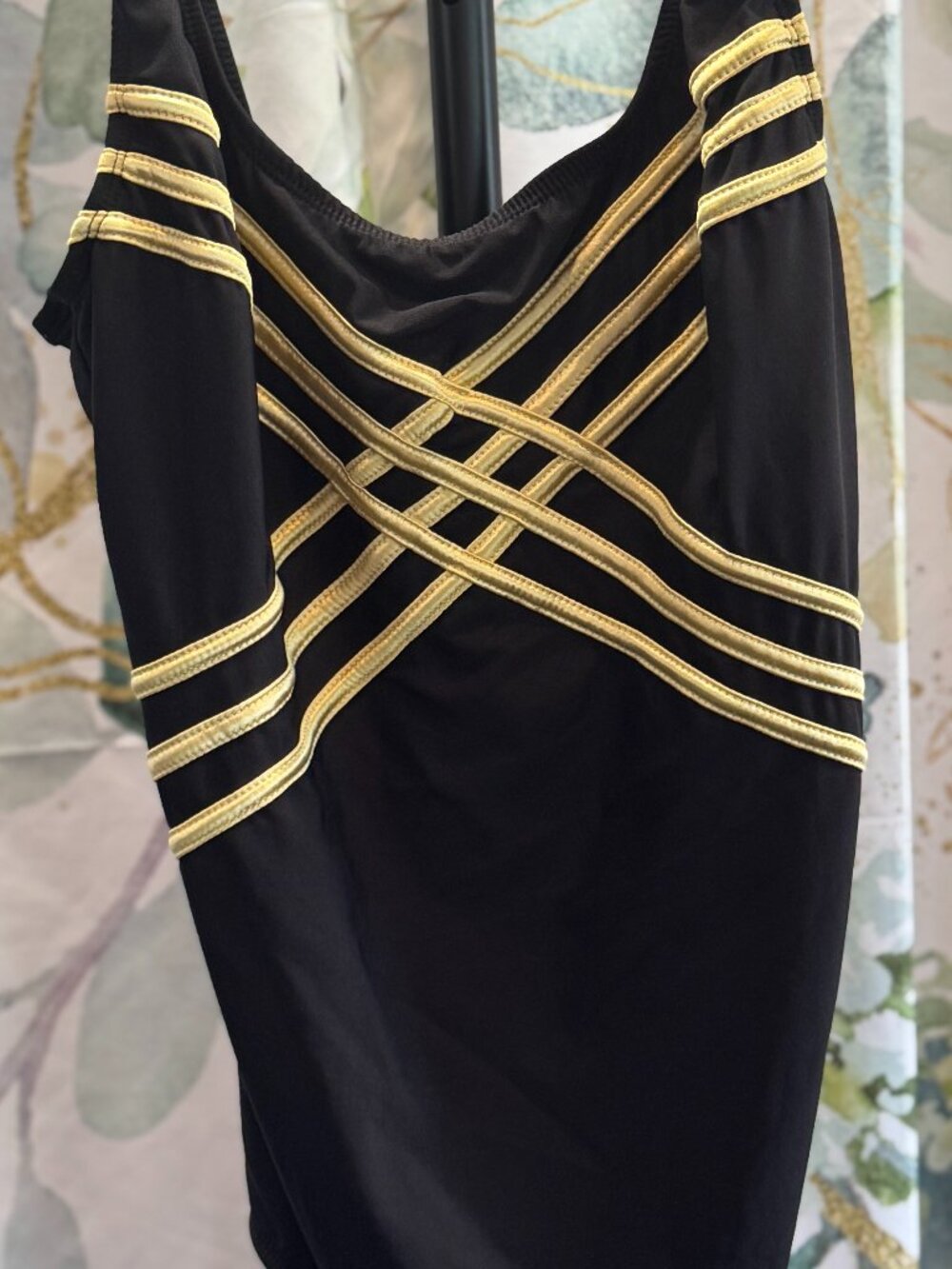 Vintage Longitude Black & Gold Swimsuit Size 16